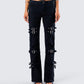 Serenity Black Denim Buckle Jean model front