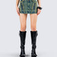 Sima Green Tint Denim Mini Skirt model front