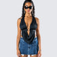 Simmi Black Halter Drape Top model front