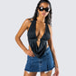 Simmi Black Halter Drape Top