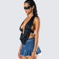 Simmi Black Halter Drape Top