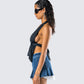 Simmi Black Halter Drape Top