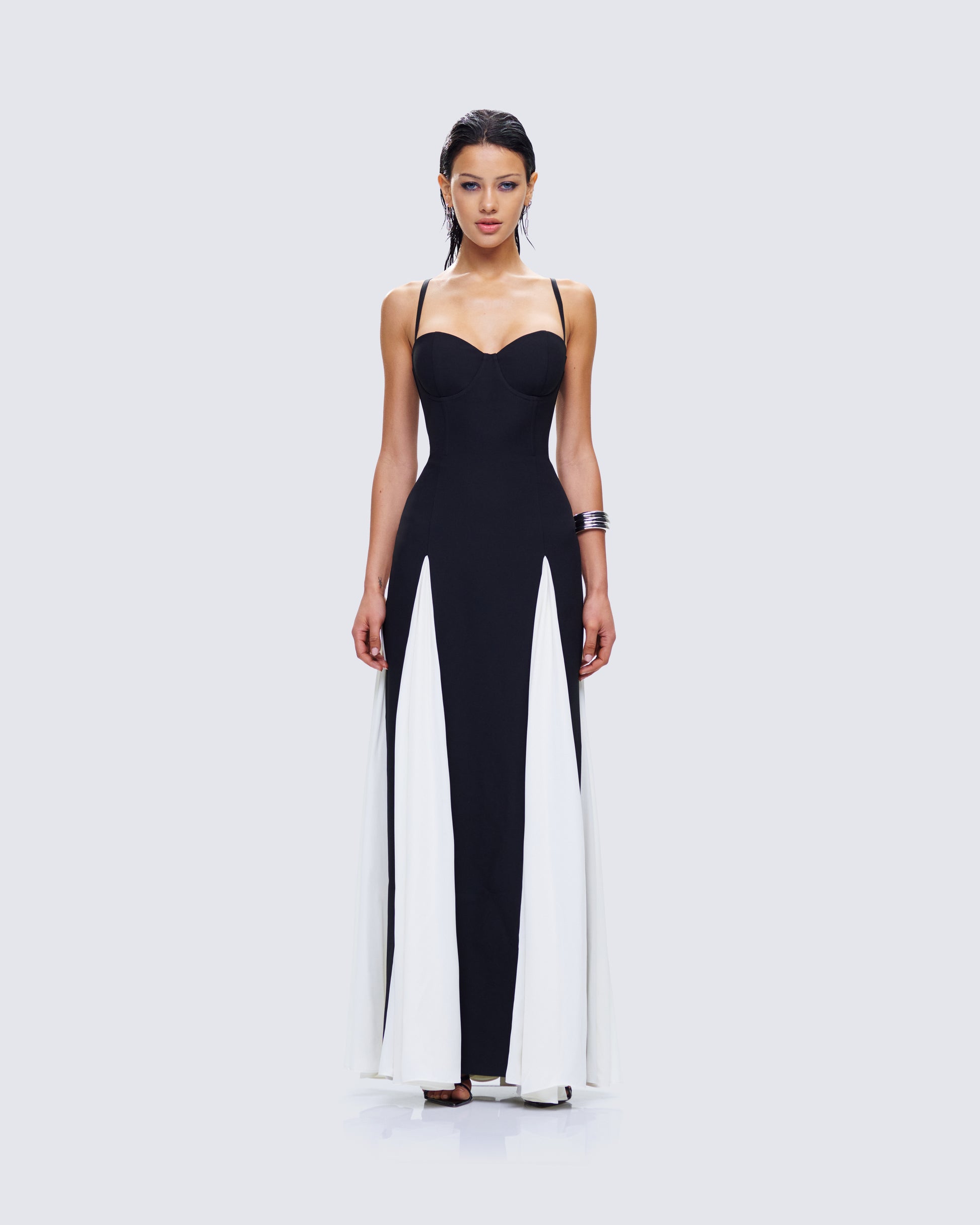 Skylah Black and White Gown model front