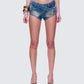 Sol Blue Belted Mini Denim Short model front