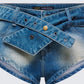 Sol Blue Belted Mini Denim Short