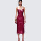 Soraya Burgundy Midi Dress model front