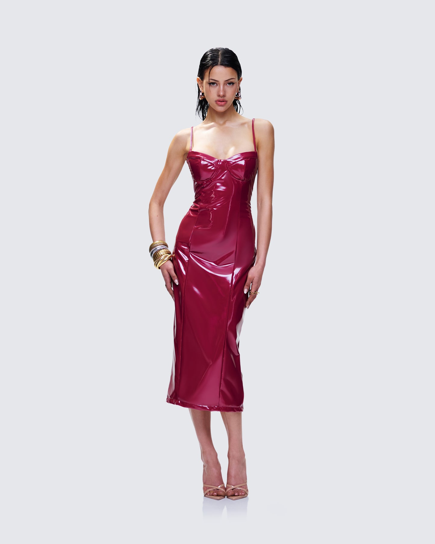 Soraya Burgundy Midi Dress