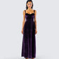 Stephanie Purple Velvet Maxi Dress model front