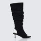 Stormi Black Faux Suede Open Toe Slouch Boots