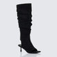 Stormi Black Faux Suede Open Toe Slouch Boots