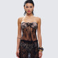 Summer Black Lace Strapless Top model front