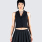 Supriya Black Cropped Vest model front

