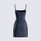 Suzanne Navy Pinstripe Mini Dress