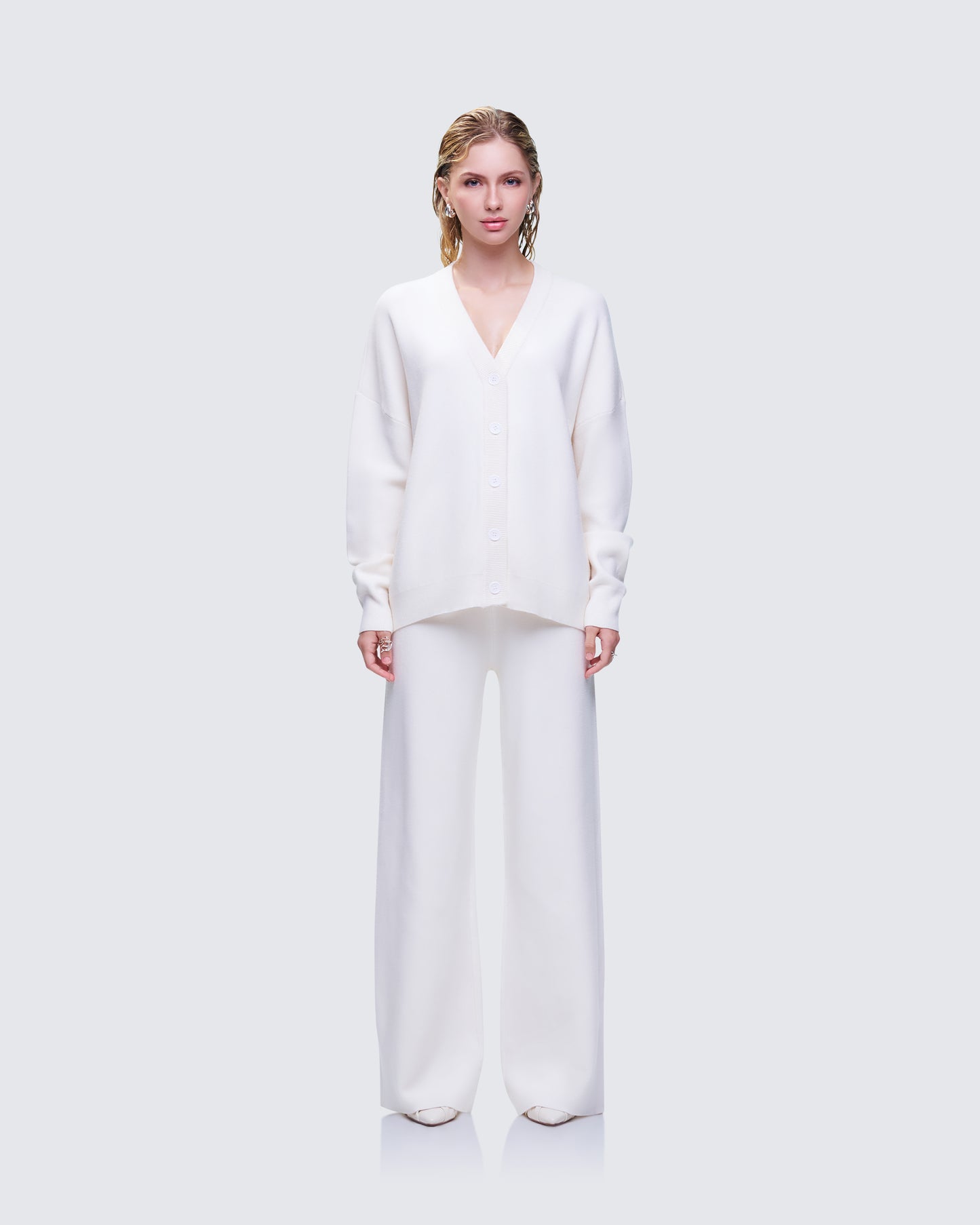 Sylvana Cream Knit Set model front