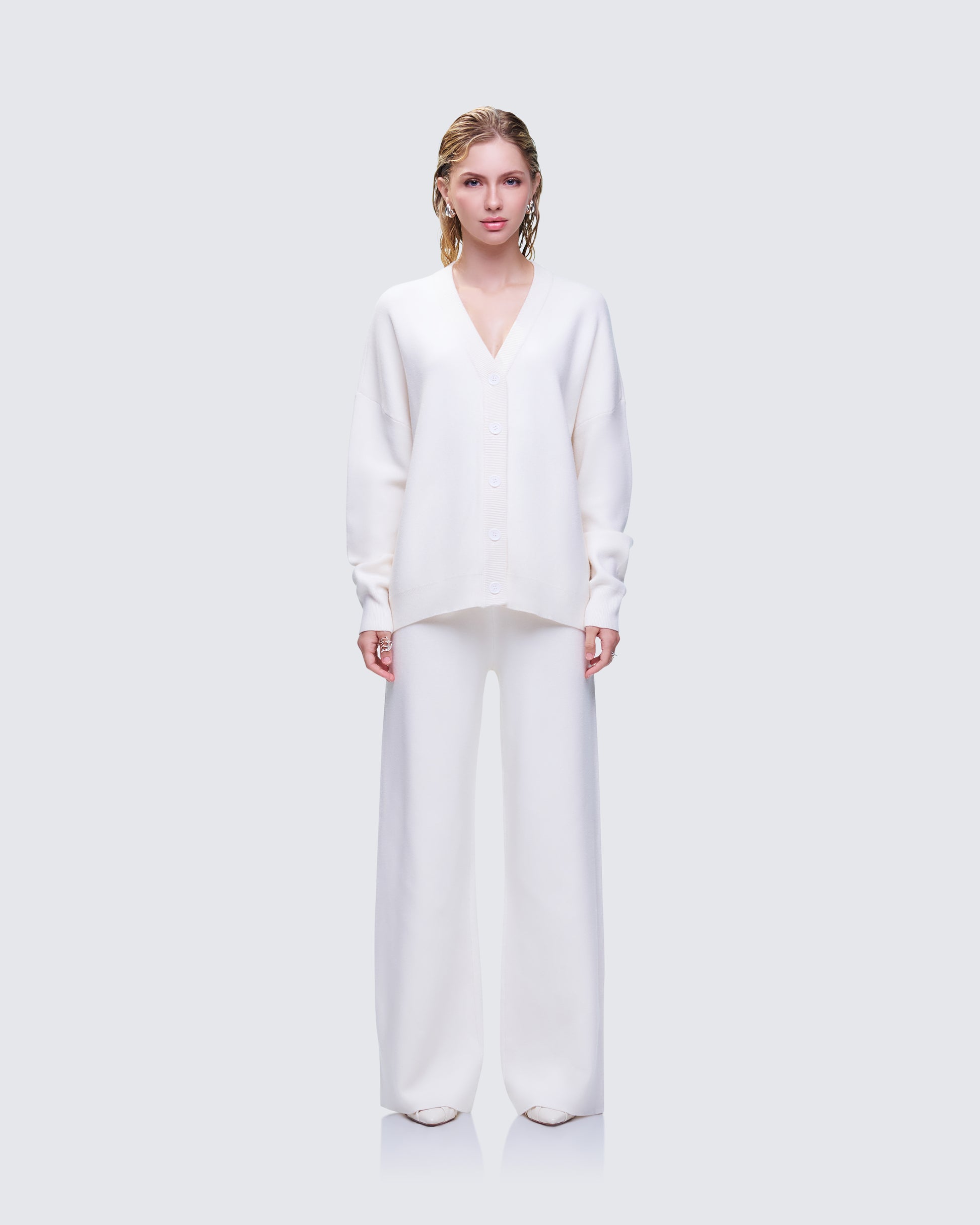 Sylvana Cream Knit Set model front