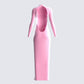 Eira Pink Backless Midi Dress