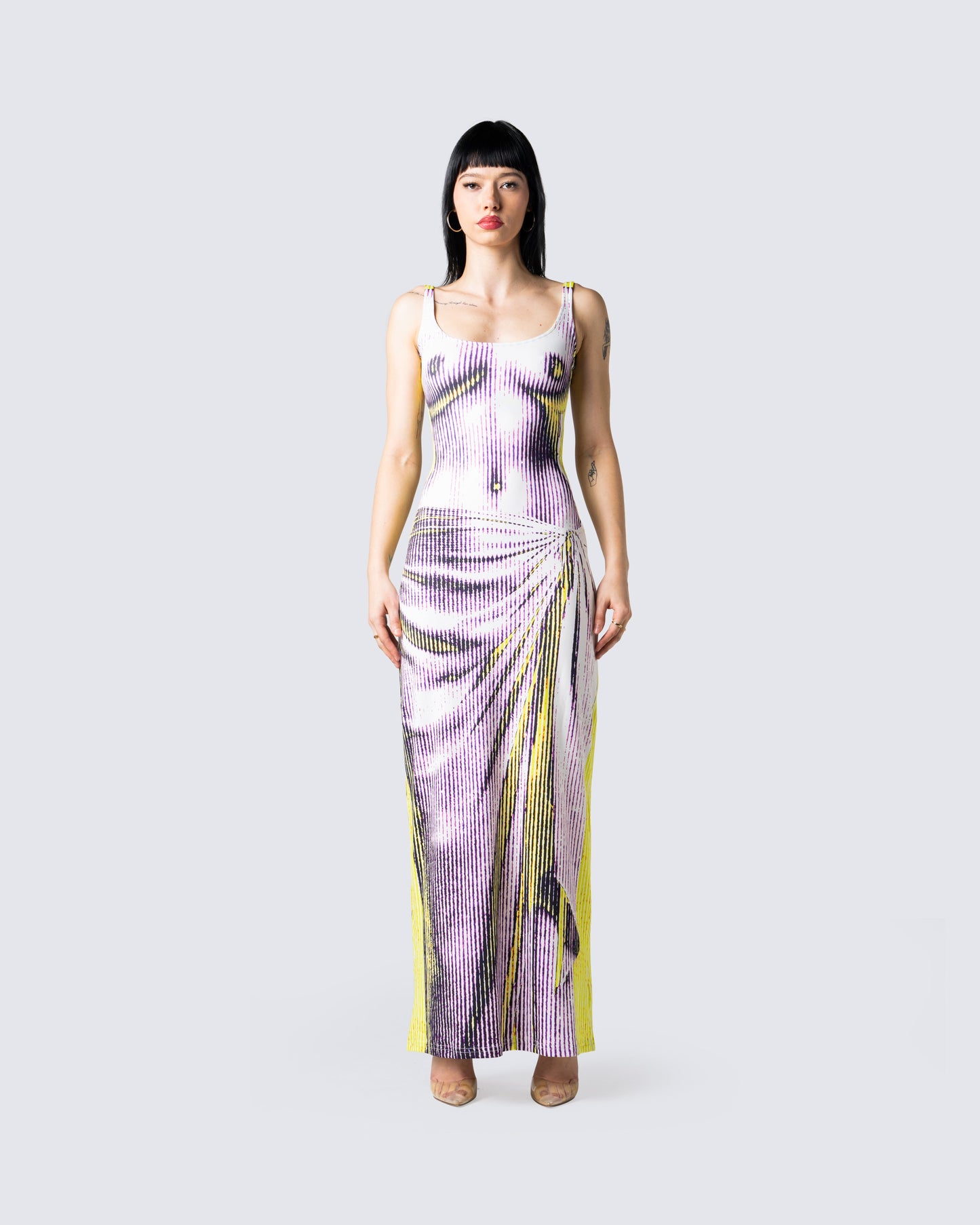 Mirabel Body Print Maxi Dress model front