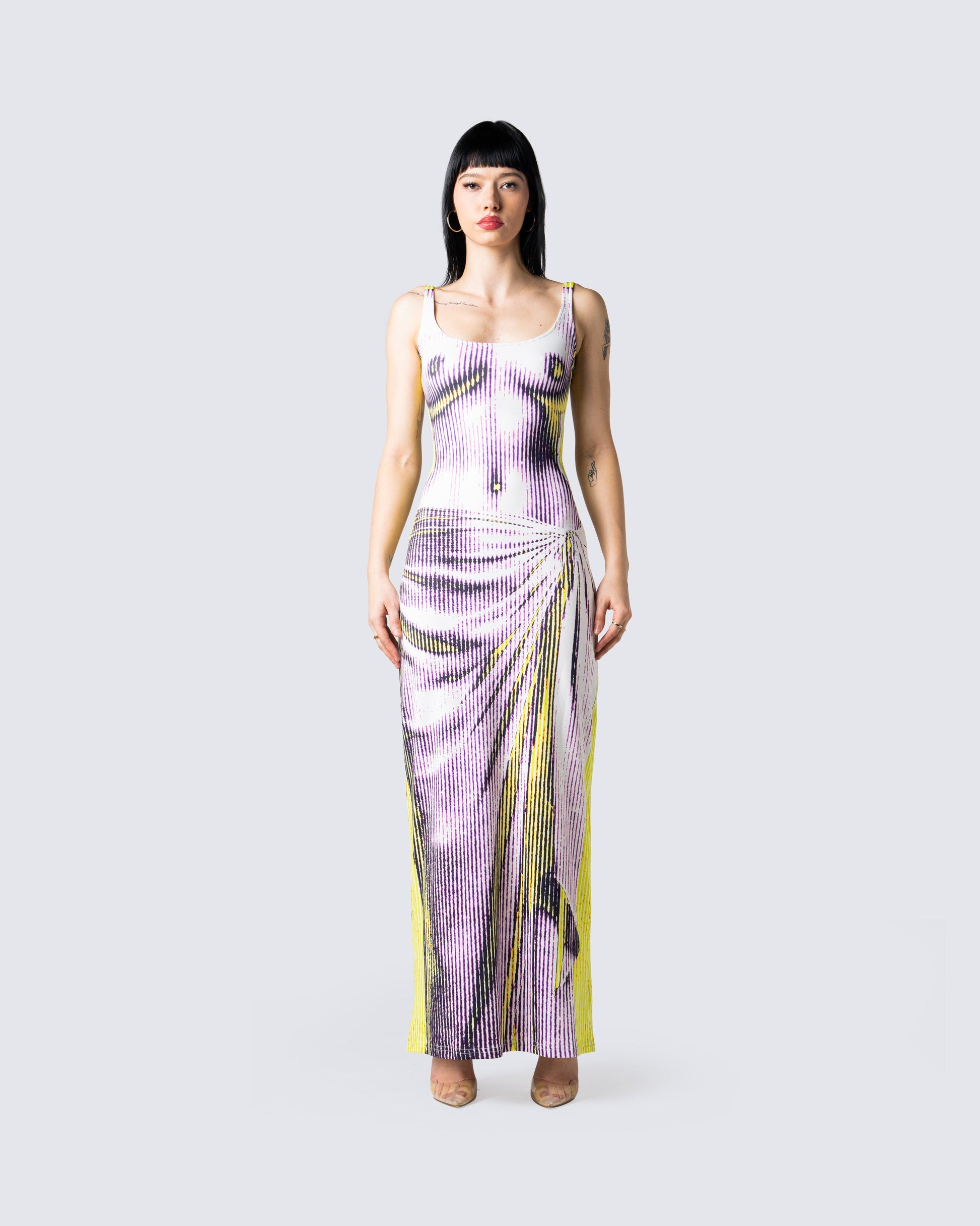 Mirabel Body Print Maxi Dress model front