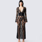Lilith Black Lace Maxi Dress model front