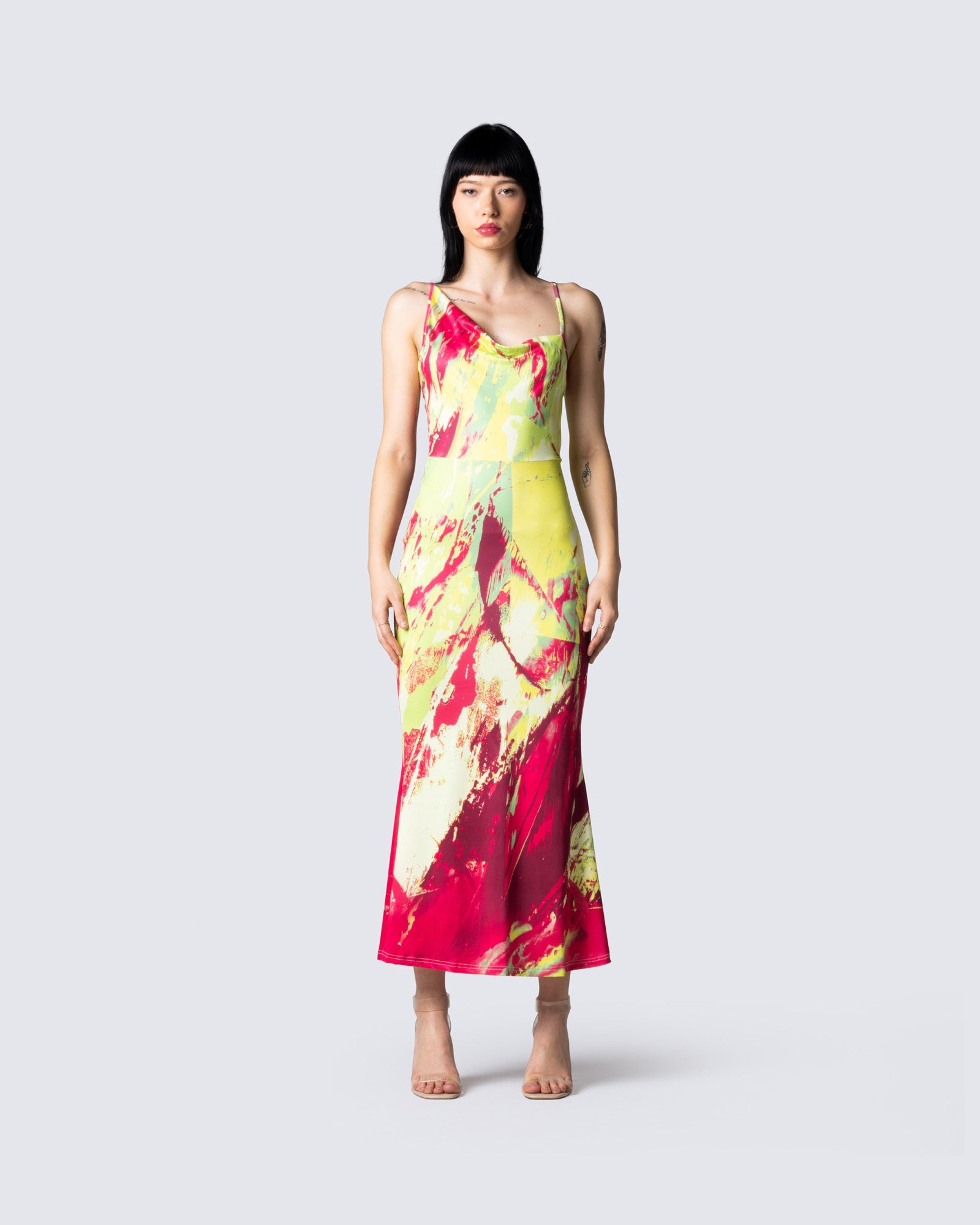 Everleigh Abstract Print Dress model front