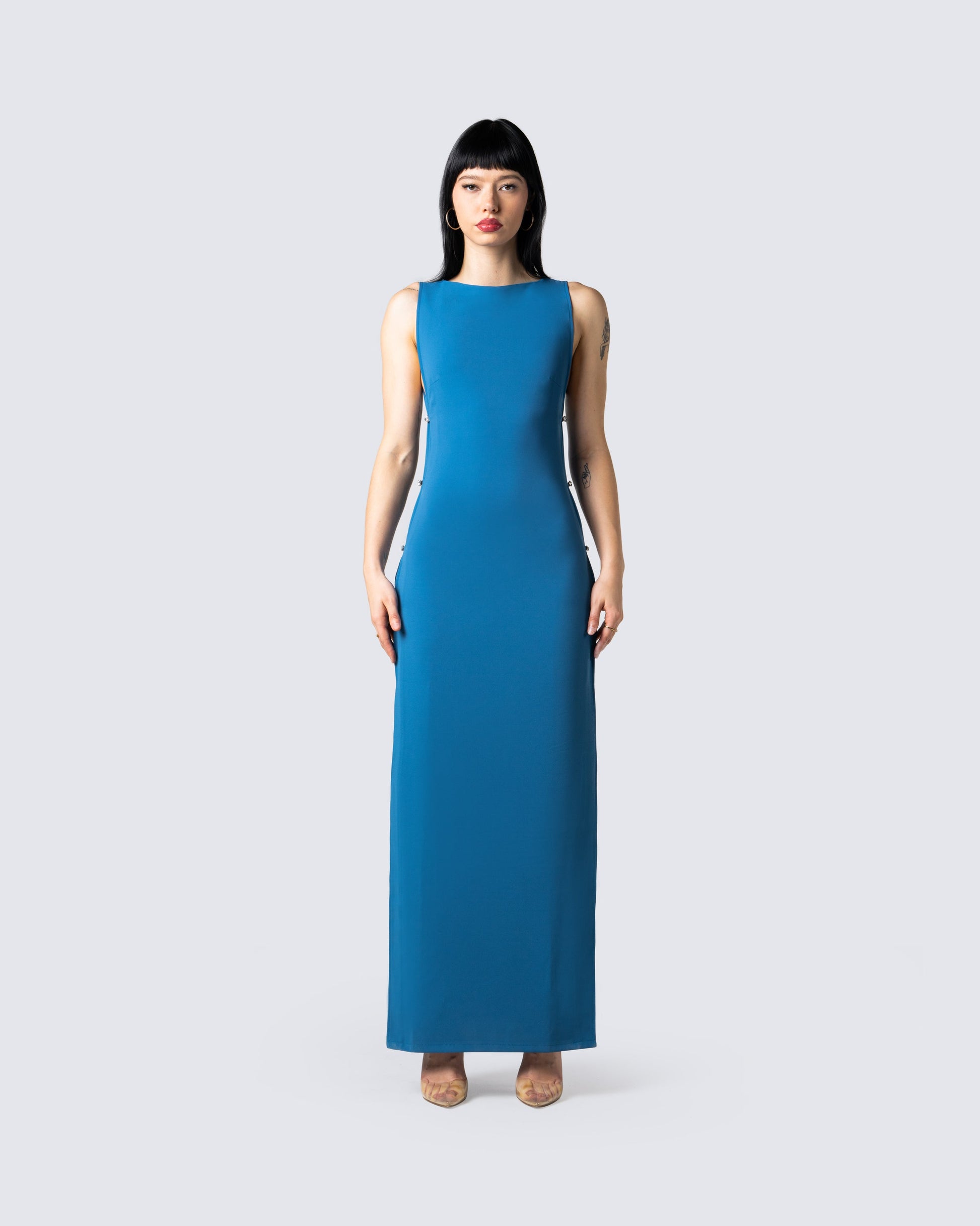 Jenara Navy Maxi Dress model front