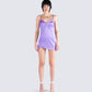 Taffy Purple Wrap Mini Dress model front