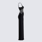 Tahlia Black Rhinestone Maxi Dress