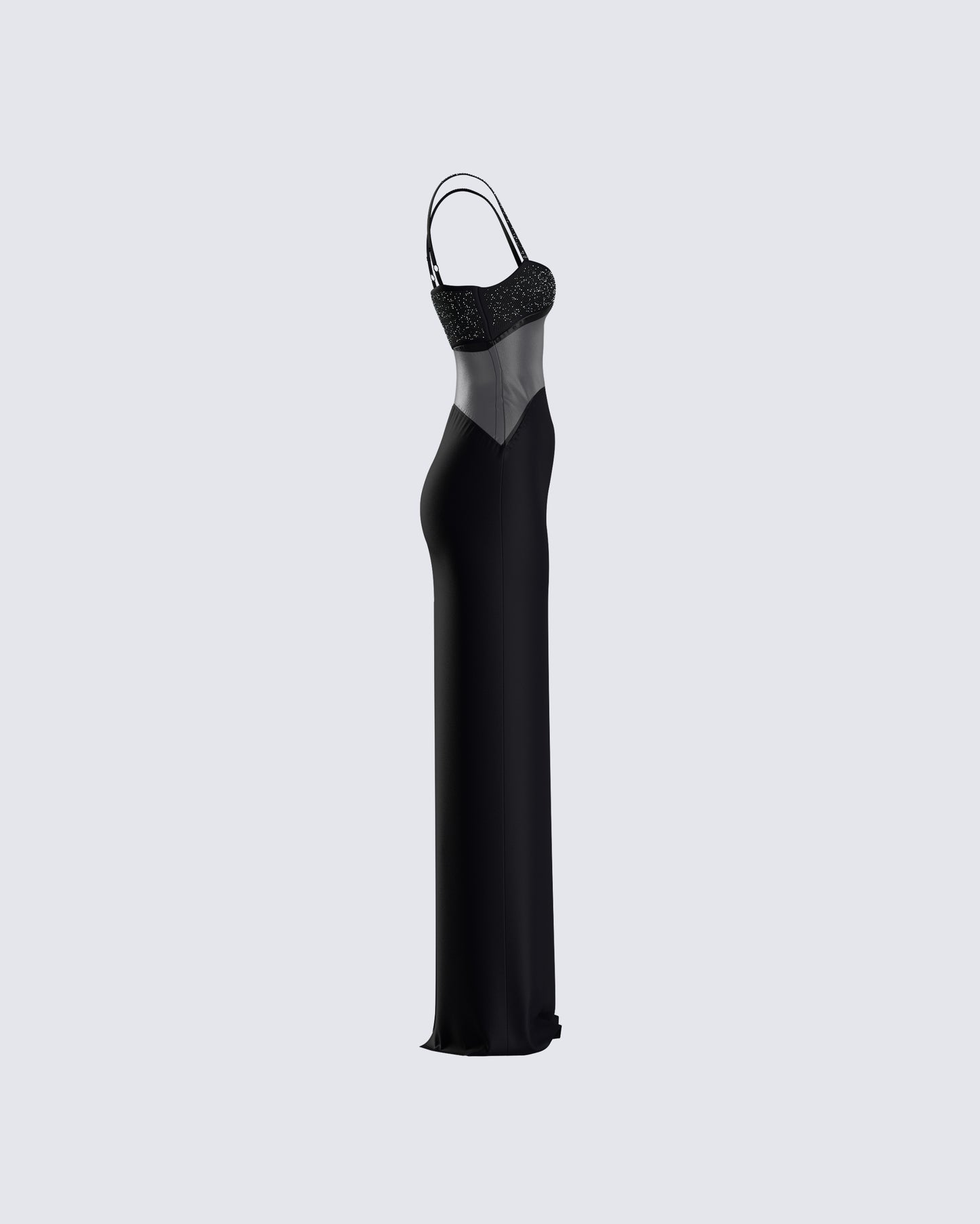 Tahlia Black Rhinestone Maxi Dress