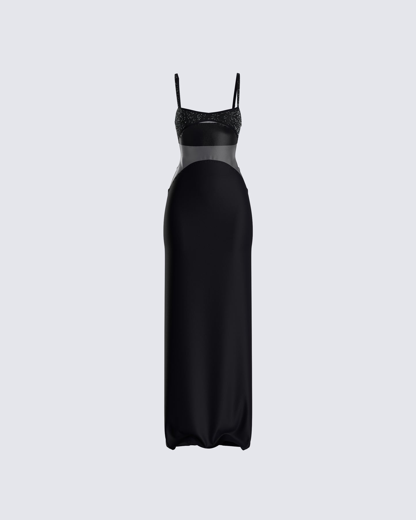 Tahlia Black Rhinestone Maxi Dress 3d product front