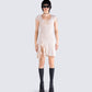 Tai Beige Jersey Ruffle Dress model front