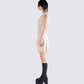 Tai Beige Jersey Ruffle Dress