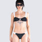 Taika Black Shirred Bikini Top model front
