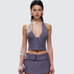 Tami Grey Suiting Halter Top model front