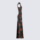 Tata Rose Print Mesh Maxi Dress