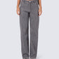 Taya Rhinestone Grey Jeans model front