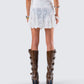 Teya White Pattern Mini Skirt