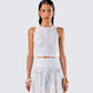 Teya White Pattern Top model front