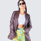 Thea Brown Vegan Leather Blazer