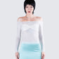 Theo White Sheer Knit Top model front