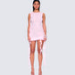 Tiana Pink Ruffle Rosette Dress model front