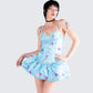 Tif Blue Satin Floral Bubble Dress