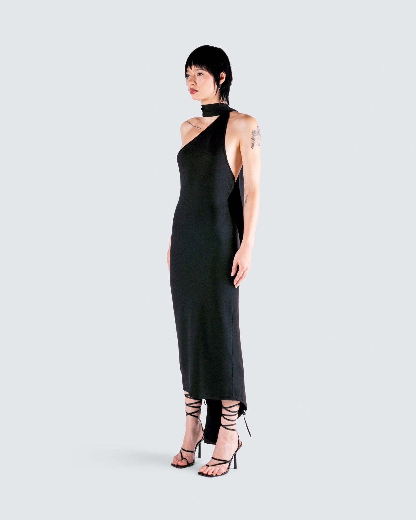 Toni Black One Shoulder Dress