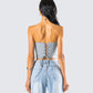 Tui Grey Vegan Leather Corset Top