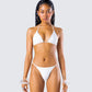 Twyla White Triangle Bikini Top model front