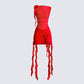 Tiana Red Ruffle Rosette Dress 3d product front