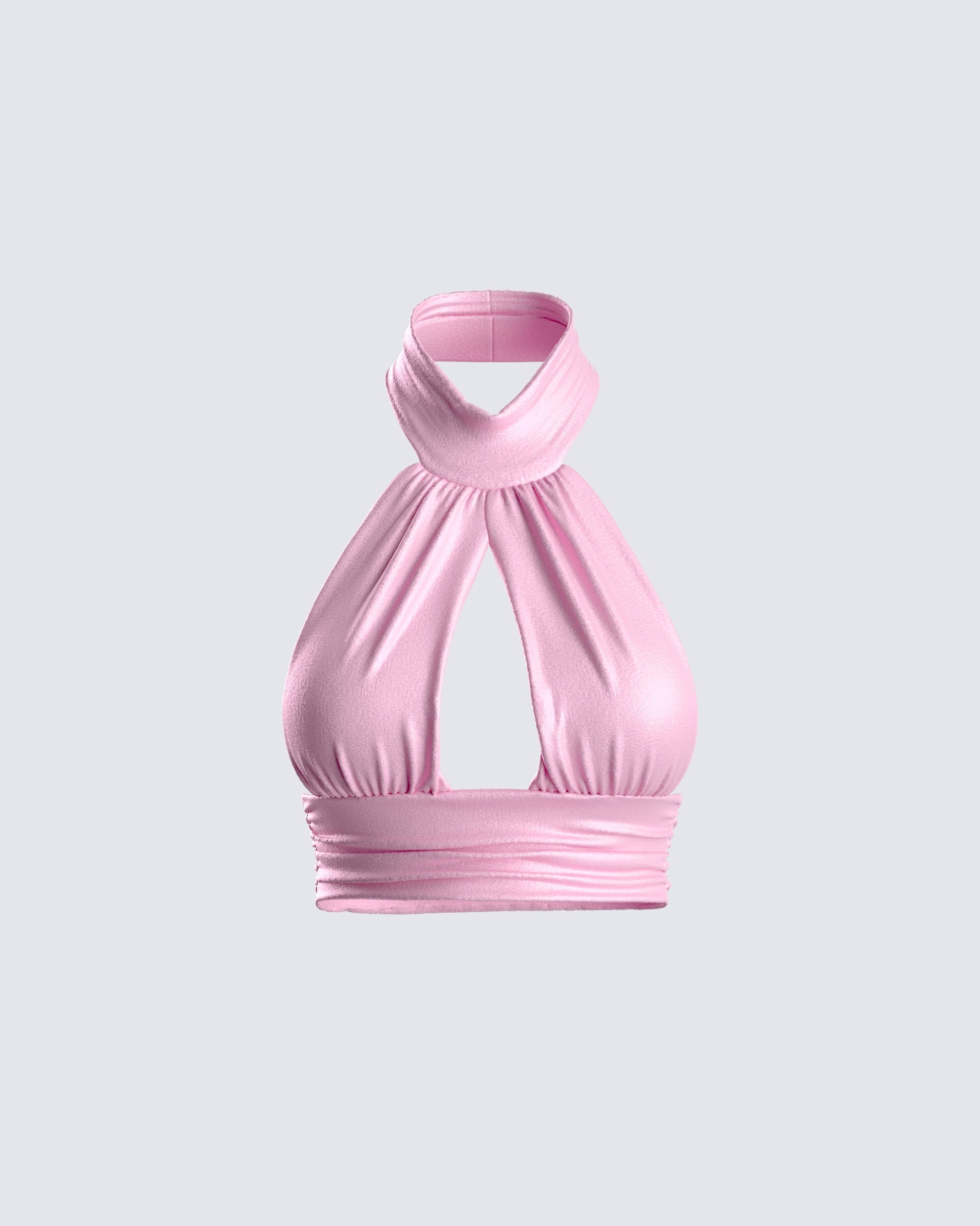 Emmy Pink Halter Crop Top 3d product front