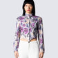 Leonardo Floral Print Twill Jacket model front