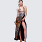 Ursula Orange Printed Wrap Maxi Dress