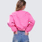 Uzma Pink Denim Cropped Bomber Jacket