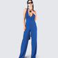 Valentina Blue Halter Jumpsuit